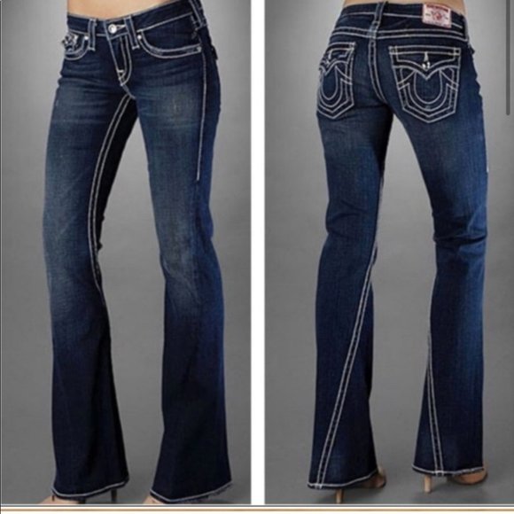 True Religion Vintage Wash Y2K low rise boot cut blue jeans 27 - Picture 16 of 16